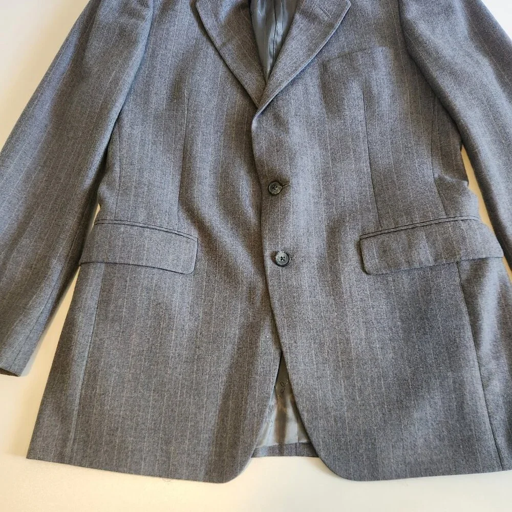 Givenchy Gentleman for Chequers Vintage‎ Blazer Suit Jacket Gray Pinstriped 42R